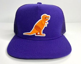 Gorra de ala plana dinosaurio naranja