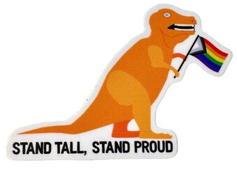 Pride Orange Dinosaur Vinyl Sticker