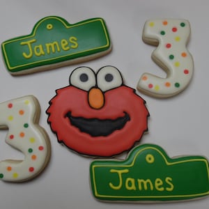Sesame Street Elmo Inspired Decorated Personalized Sugar Cookies Homemade Made To Order