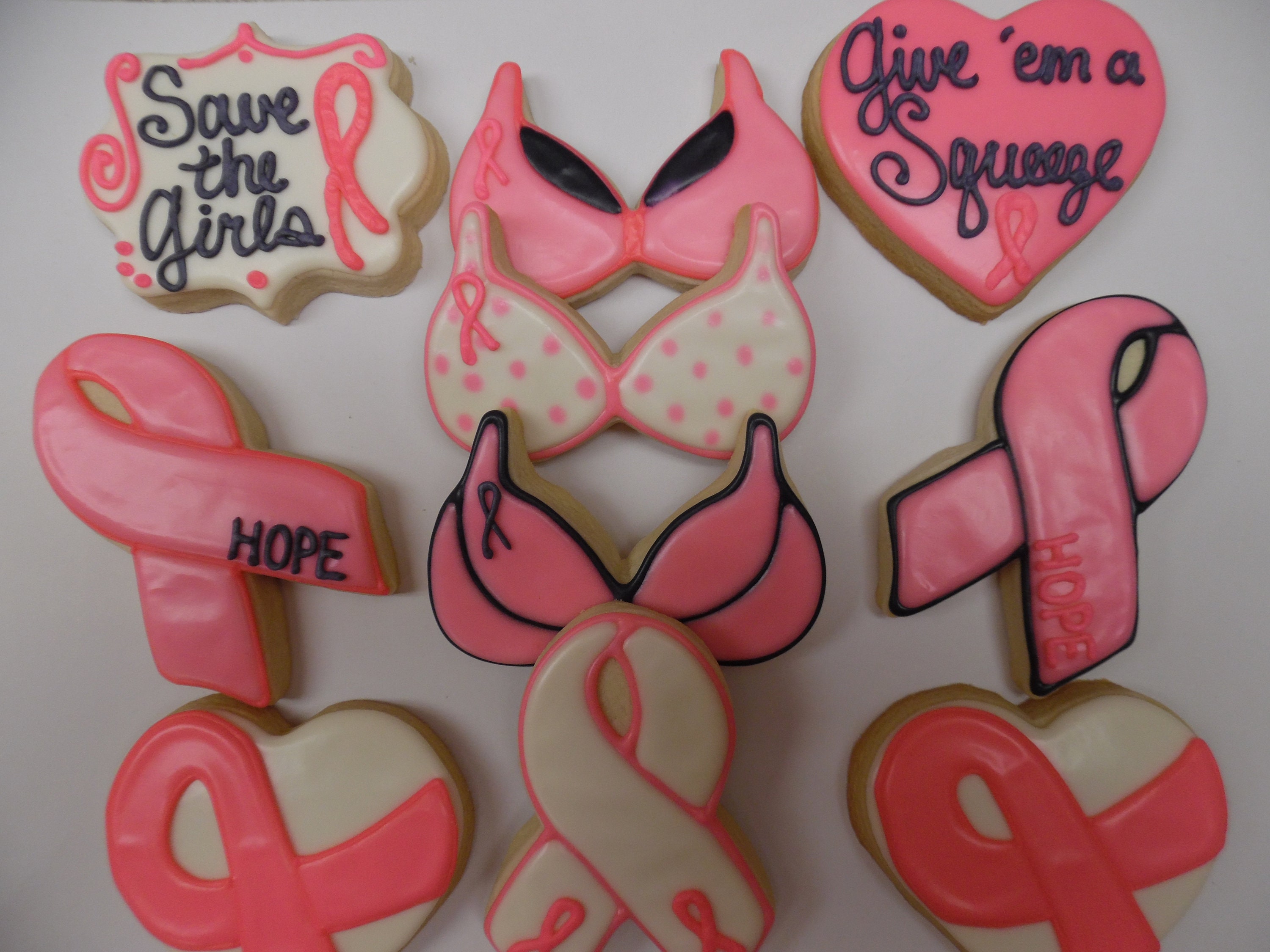 Breast Cancer Awareness October Bra Boobs Ribbon Decorated Sugar