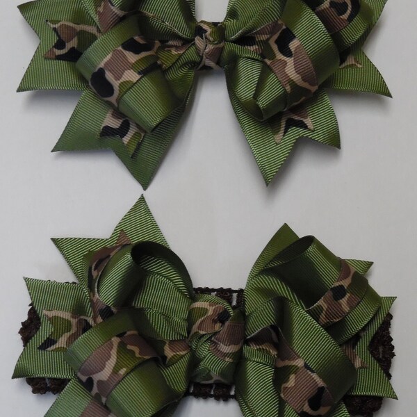 Camouflage Hair Bow Etsy