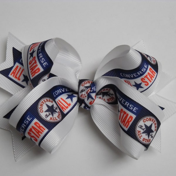 Converse Inspired Chuck Taylor All Star Sport Back To School Boutique Hair Bow Barrette Handmade