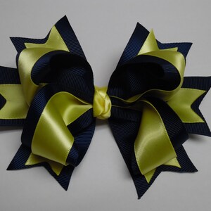 Navy Blue And Gold School Spirit Colors Back To School Boutique Hair Bow Barrette Handmade