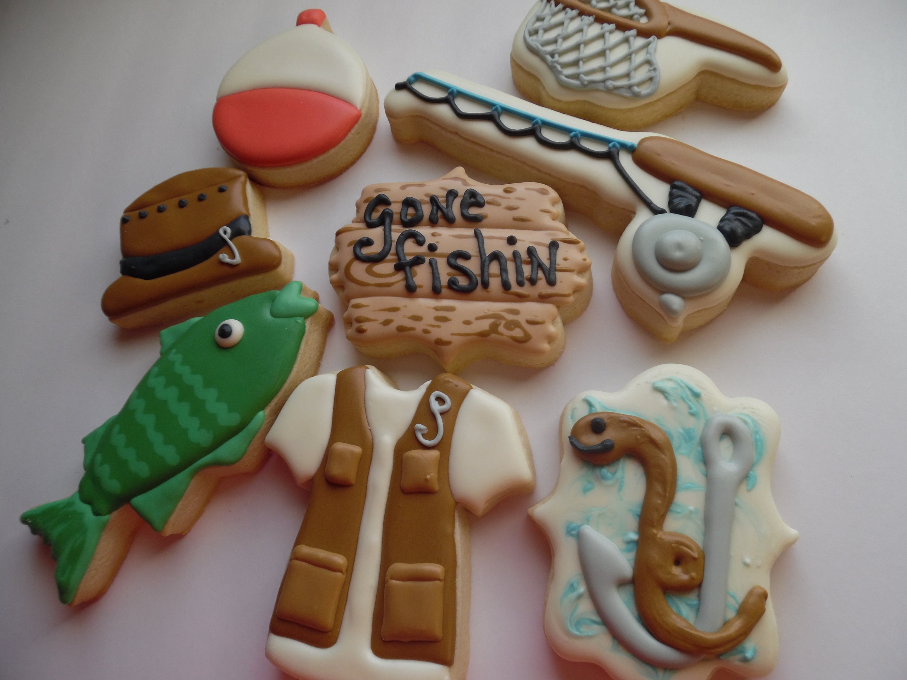 Fishing Pole Bobber Lake Vacation Cabin Birthday Party Decorated Sugar  Cookies Royal Icing Homemade Made to Order by the Dozen -  Canada