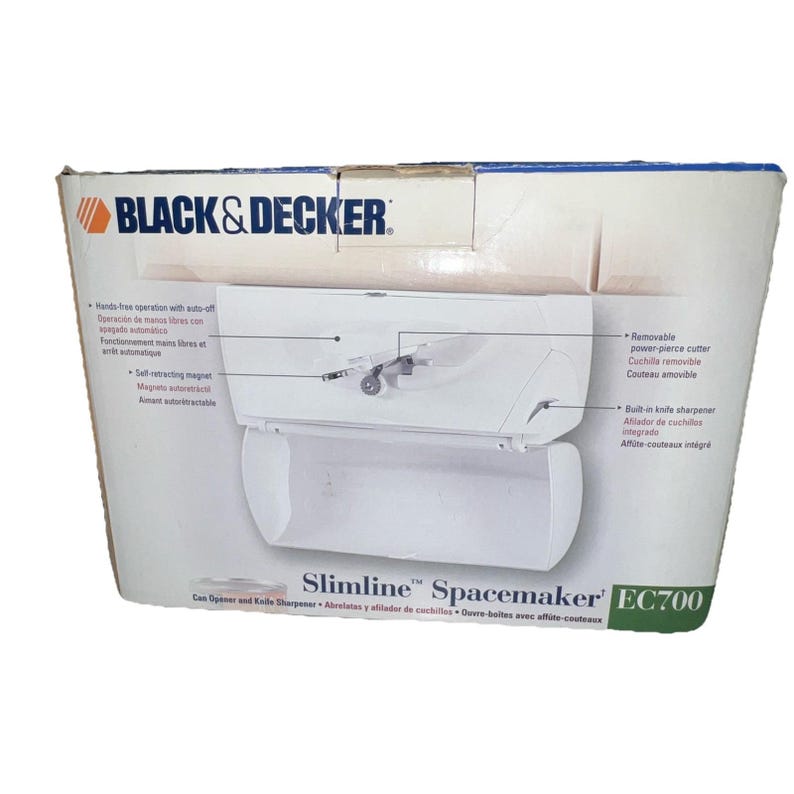 Vtg Black & Decker Can Opener Knife Sharpener Slimline Spacemaker EC700 Works image 1