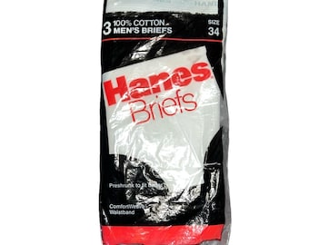 Vintage 1987 Hanes Men's Size 34 White Briefs 3-Pack Made in USA  Cotton Sealed