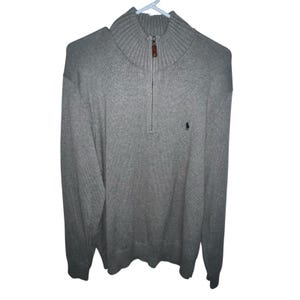 Vintage Polo By Ralph Lauren Knit Sweater Men&#39;s Size XL Quarter Zip 90&#39;s Gray