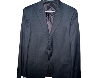 Hickey Freeman Mens Sports Coat Blazer 41R Worsted Wool Jacket Gray Striped USA