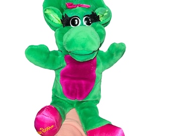 VTG Baby Bop 1992 Plush 15" Stuffed Puppet The Barney Show Lyons Green Dinosaur