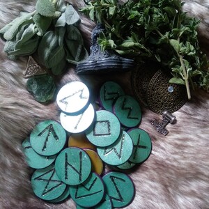Elder Futhark Divination Runes - Handmade Wooden Coins