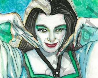Yvonne De Carlo Lily Munster Painting Watercolor Painting or Print from The Munsters
