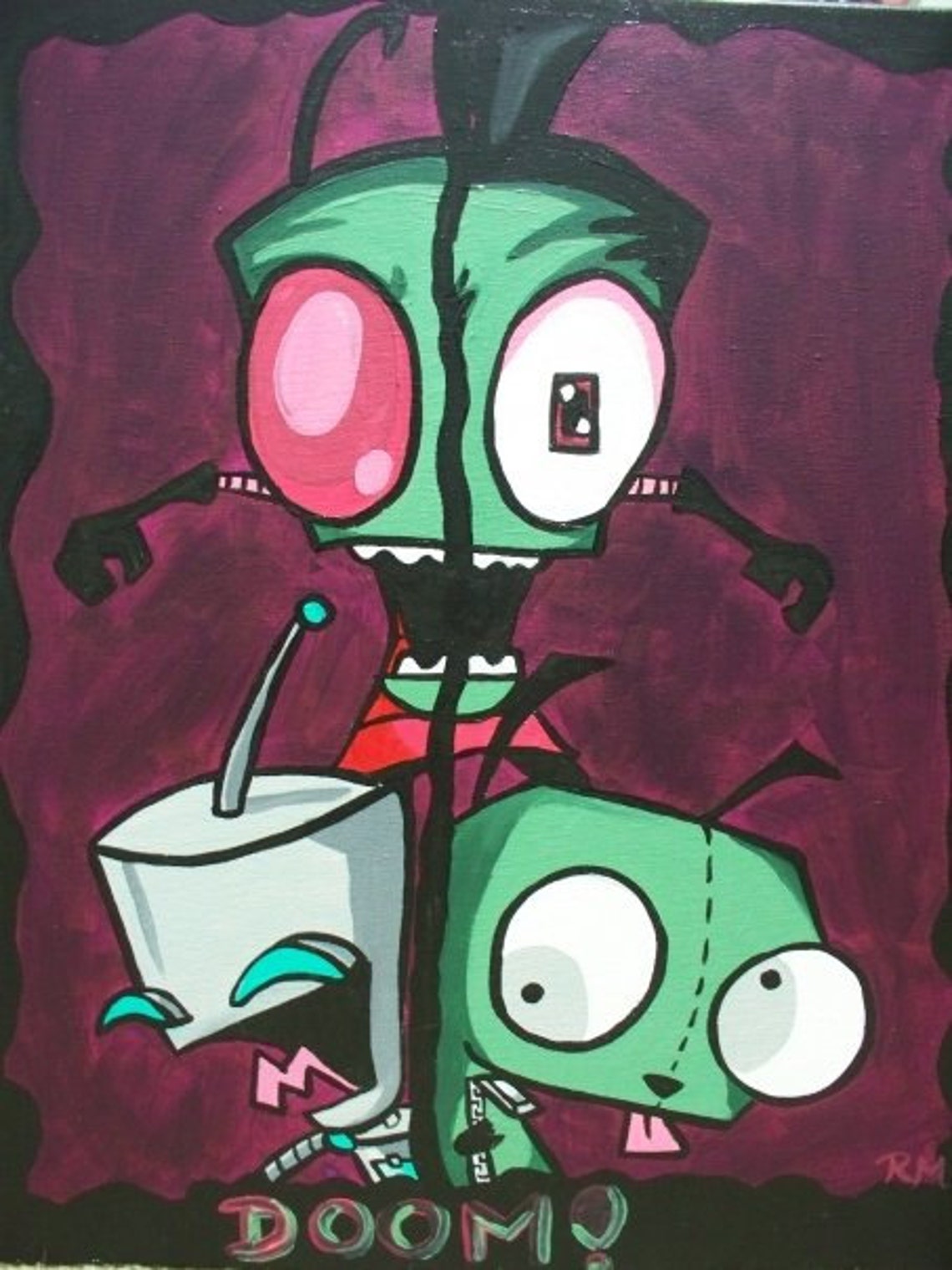 Invader Zim Fan Art Painting: Featuring Gir and Zim From the - Etsy