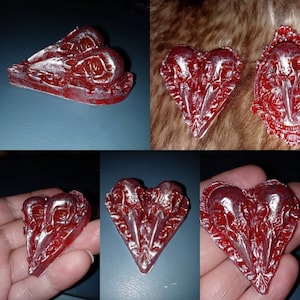 Raven Skulls Heart Pendant Jewelry