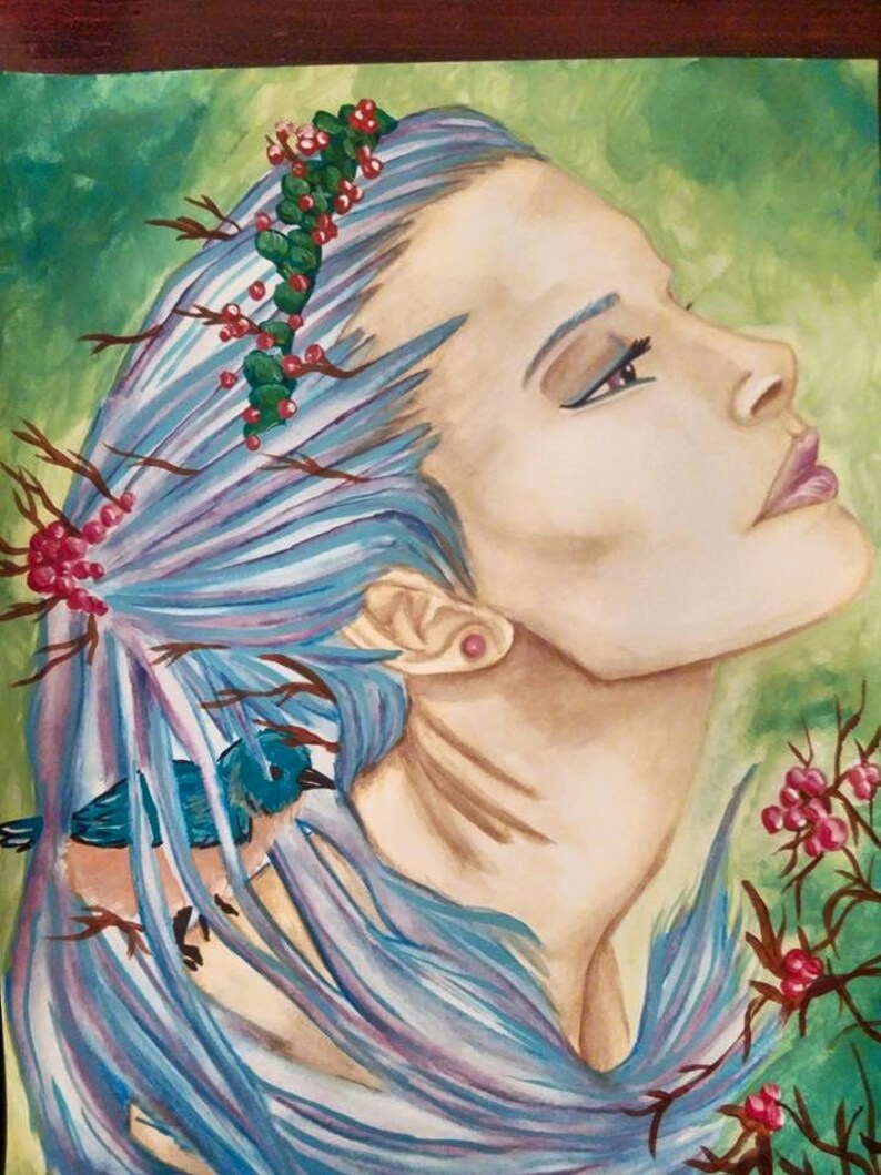 Bird Queen Painting Large Watercolor PRINT