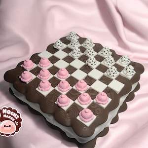 Ice Cream Checkerboard Game - 3D Printed Board Game - Dessert Decor