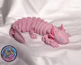 3D Printed Articulated Axolotl - Realistic Desk Toy