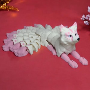 3D Printed Nine-Tailed Kitsune - Articulated Fox Spirit - Poseable Kitsune Toy - Japanese Mythology Gift