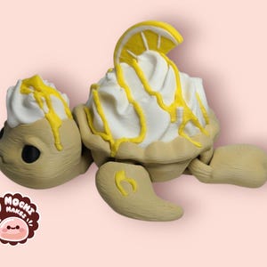 3D Printed Lemon/Orange Meringue Pie Turtle, Articulated Desk Toy, Fidget Toy