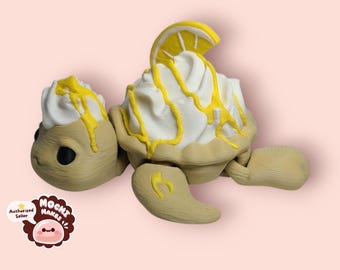 Articulated Meringue Pie Turtle Figure - 3D Printed Food Art & Desk Decor