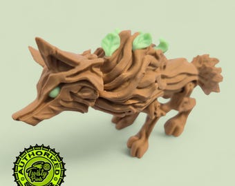 Articulated Elden Wolf - 3D Printed Forest Spirit - Glow in the Dark Eyes and Leaves
