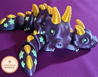 3D Printed Starry Night Dragon - Glow in the Dark Stars