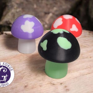 3D Printed Mushroom Clicker Fidget Toy - Glow in the Dark, Purple, Red