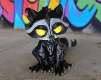 Articulated Rabid Raccoon - 3D Printed Poseable Trash Panda - Horror Decor