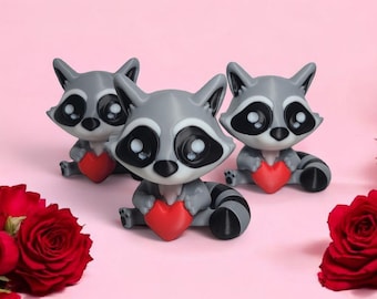 Raccoon Clicker Fidget Toy -3D Printed Mechanical Switch – Cute Raccoon with Heart
