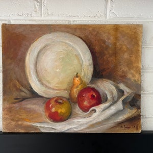 Vintage Original Artwork, Still Life Painting, Kitchen Art image 1