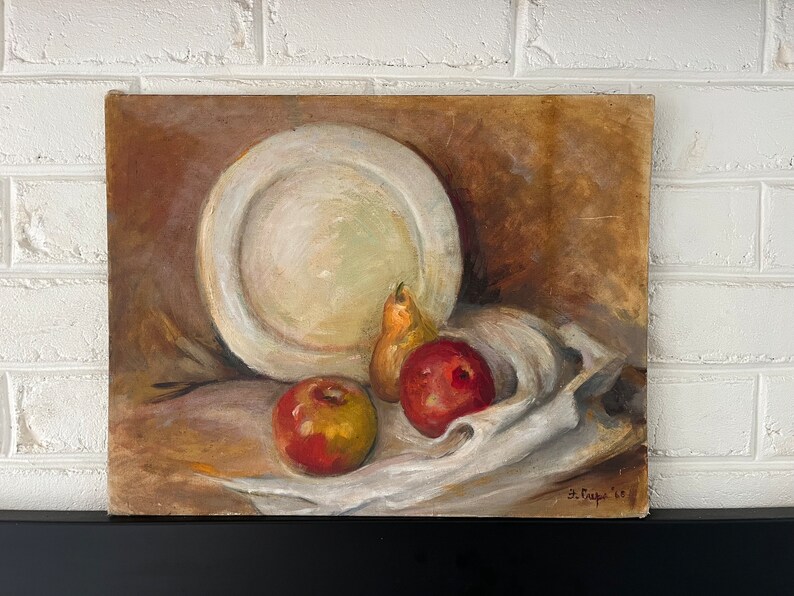 Vintage Original Artwork, Still Life Painting, Kitchen Art image 1