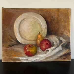 Vintage Original Artwork, Still Life Painting, Kitchen Art image 3