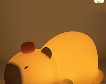 Capybara Silicone LED Night Light – USB Rechargeable, Dimmable, and Adorably Kawaii!