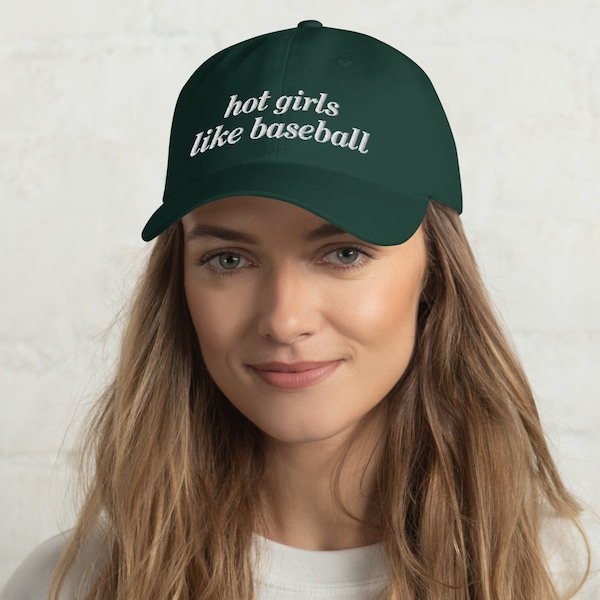 Hot Girls Like Baseball Dad Hat, Embroidered Front and Back Ballcap, Unstructured and Easy Hat for Women Ladies and Girls