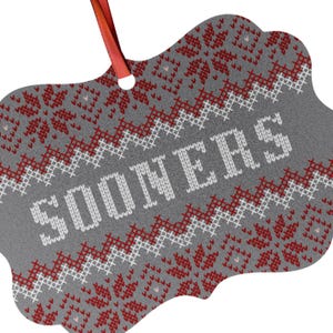 Oklahoma Sooner Ugly Christmas Sweater Style Ornament, OU Fan Gift, Holiday Sports Fan Ornament, Boomer Sooner, Team Group gift