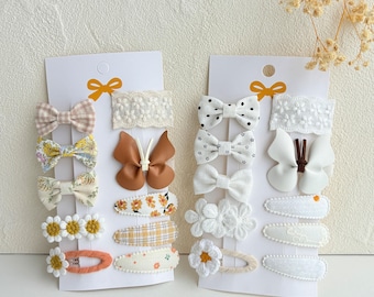 Baby Floral Hair Bow Clips Set, Toddler Hair Accessories, Fabric Bow Clips, Baby Fine Hair Clips, Baby Girl Gift