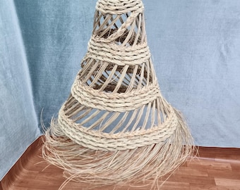 Pendant Lights with Palm Leaf fringes, Straw Lampshade Large