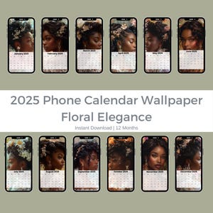 Floral Elegance 2025 Calendar Phone Wallpaper
