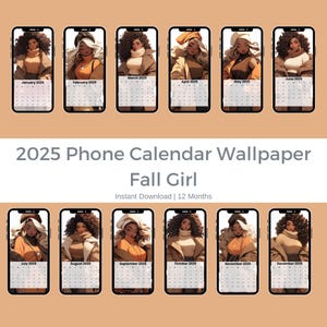 Fall Girl 2025 Calendar Phone Wallpaper