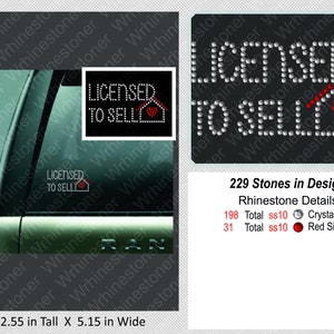 Licensed to Sell Rhinestone Decal; rhinestone real estate agent; real estate agent decal; real estate agent sticker; rhinestone sticker