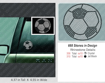 Soccer Ball Rhinestone Car Decal; soccer decal; soccer sticker; rhinestone soccer; soccer shirt; soccer