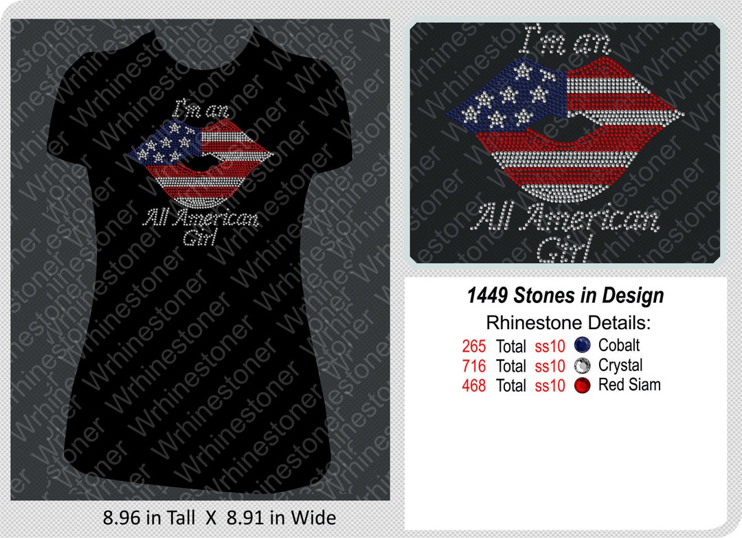 USA Lips Rhinestone Women's Tshirtamerican Shirt - Etsy