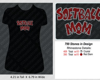 Softball Mom Words Rhinestone Shirt; softball shirt; softball mom; rhinestone softball shirt; womens softball shirt; softball; custom shirt