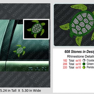 Turtle Rhinestone Car Decal; turtle rhinestone sticker; turtle sticker; turtle decal; rhinestone turtle sticker; rhinestone turtle decal