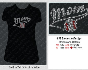 Baseball Mom Tail Rhinestone Shirt; baseball shirt; baseball mom; rhinestone baseball shirt; womens  baseball shirt; baseball; custom shirt