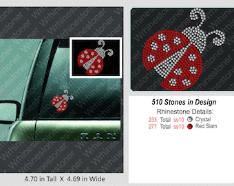 Ladybug Rhinestone Car Decal: Bling Sticker