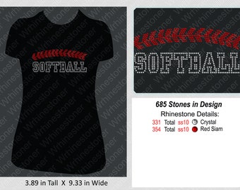 Softball Rhinestone Women's T shirt; softball shirt; rhinestone softball shirt; softball t shirt; rhinestone shirt