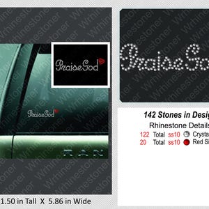 Praise God Rhinestone Decal; praise god decal; praise god sticker; sticker; rhinestone praise god; praise god; christian car decal; decal