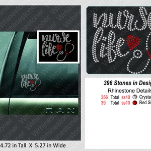 Nurse Life Rhinestone Decal: Stethoscope RN Sticker