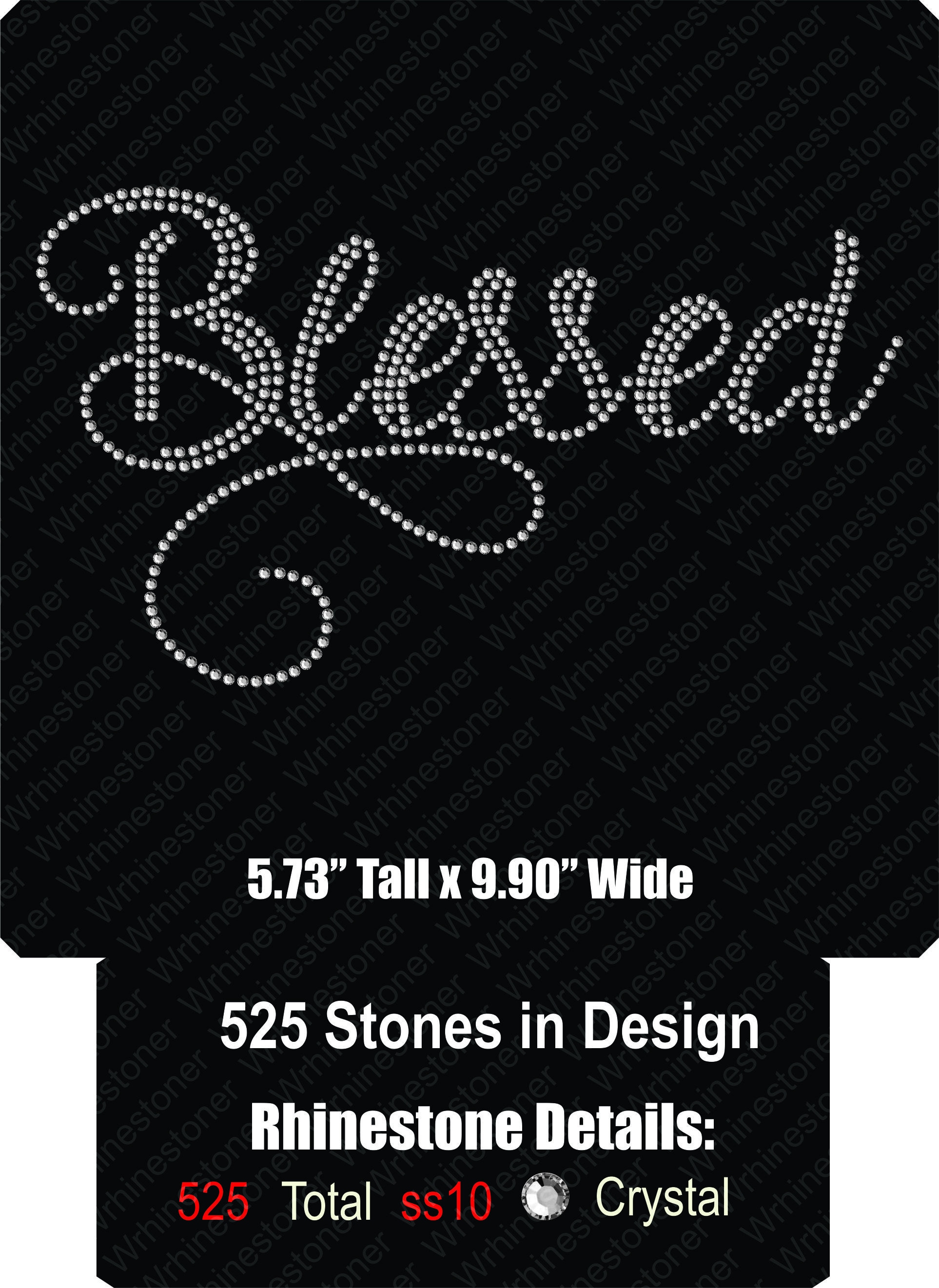 Blessed Rhinestone SVG: Cursive Design (digital Download) - Etsy