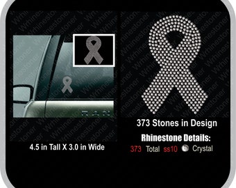 Rhinestone Awareness Ribbon Car Decal; awareness ribbon decal; awareness ribbon sticker; awareness sticker